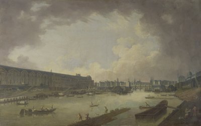 Blick auf die Pont Neuf und die Galerien des Louvre von der Pont Royal von Pierre Antoine Demachy